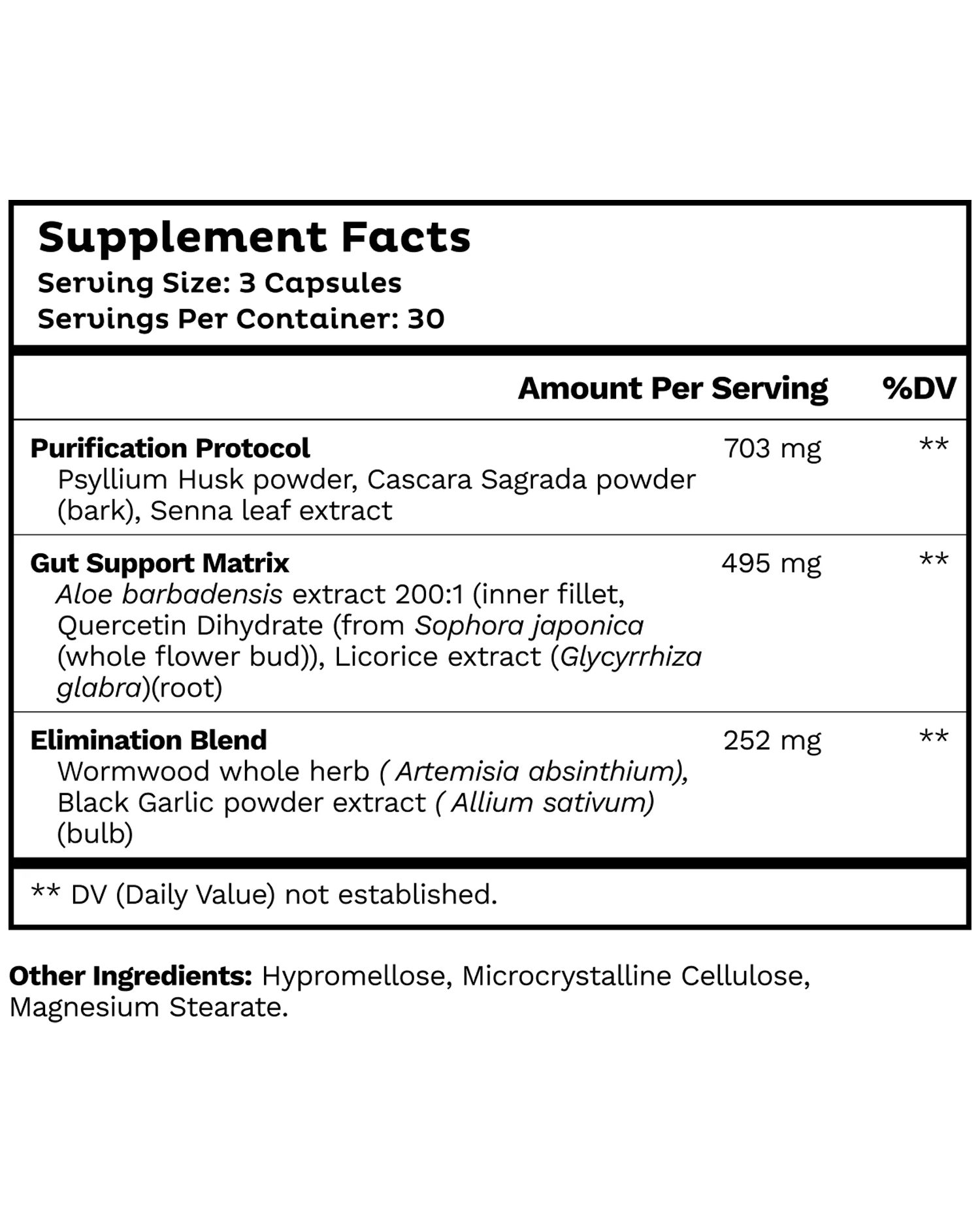 Elimipure Gut Cleanse Supplement | Black Walnut Wormwood Clove Detox