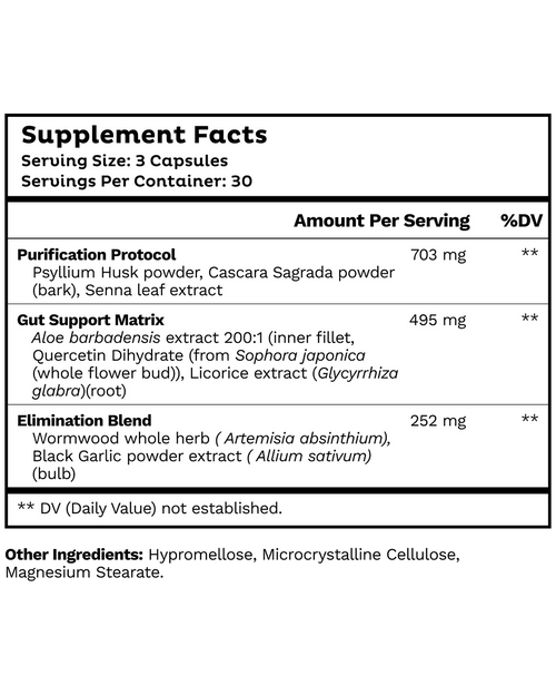 Elimipure Gut Cleanse Supplement | Black Walnut Wormwood Clove Detox